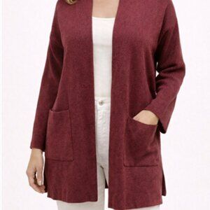 NWT ANN TAYLOR RED DROPPED SHOULDER OPEN FRONT COAT SWEATER CARDIGAN SIZE: L NWT